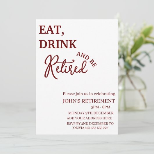 Rustic Eat, Drink en in ruste zijn Funny Retiremen Kaart (Staand voorkant)