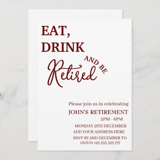 Rustic Eat, Drink en in ruste zijn Funny Retiremen Kaart (Voorkant / Achterkant)