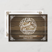 Rustic Eat Drink en trouwen bruiloft R.S.V.P. RSVP Kaartje (Voorkant / Achterkant)