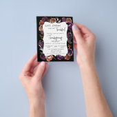 Rustic Eat Drink Thankful Thanksgiving Floral Roos Flyer (Hand)