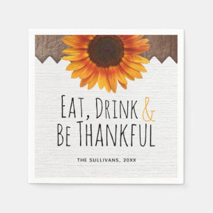 Rustic Eat Drink Wees dankbaar Thanksgiving Servet