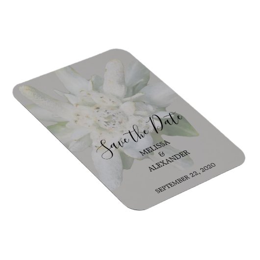 Rustic Edelweiss bloembruiloft Bewaar de datum Magneet (Rechterzijde)