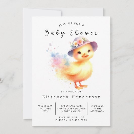 Rustic Editable Duck Baby shower Kaart (Voorkant)