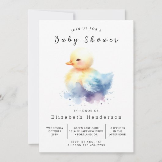 Rustic Editable Duck Baby shower Kaart (Voorkant)