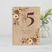 Rustic Editable Fall Floral Wedding Table Number Bedankkaart (Staand voorkant)