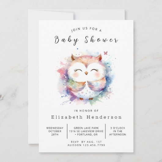 Rustic Editable Owl Baby shower Kaart (Voorkant)