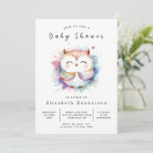 Rustic Editable Owl Baby shower Kaart (Staand voorkant)