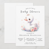 Rustic Editable Swan Baby shower Kaart (Voorkant / Achterkant)