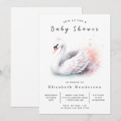 Rustic Editable Swan Baby shower Kaart (Voorkant / Achterkant)