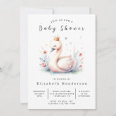 Rustic Editable Swan Baby shower Kaart (Voorkant)