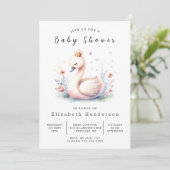 Rustic Editable Swan Baby shower Kaart (Staand voorkant)