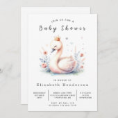 Rustic Editable Swan Baby shower Kaart (Voorkant / Achterkant)