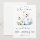 Rustic Editable Swan Baby shower Kaart (Voorkant / Achterkant)
