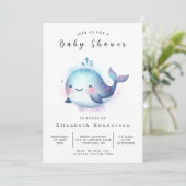 Rustic Editable Whale Baby shower Kaart (Staand voorkant)