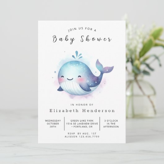 Rustic Editable Whale Baby shower Kaart (Staand voorkant)