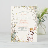 Rustic Een of andere Bunny is een Floral Girl Cott Kaart (Staand voorkant)