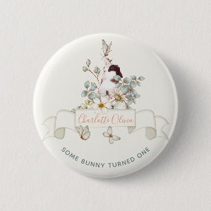 Rustic Een of andere Bunny is een Floral Girl Cott Ronde Button 5,7 Cm