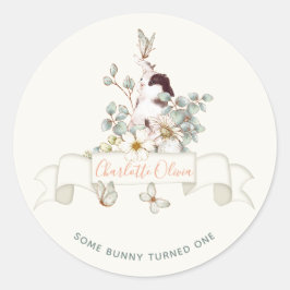 Rustic Een of andere Bunny is een Floral Girl Cott Ronde Sticker