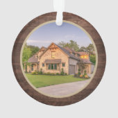 Rustic Eerste Kerstdag Thuis Krans Geruite Foto Ornament (achterkant)