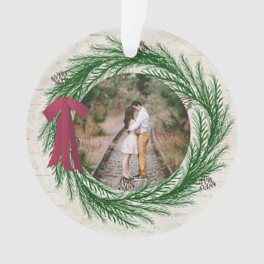 Rustic Eerste Kerstmis 2 met een kerstfoto Ornament (voorkant)