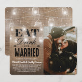 Rustic Eet, Drink en Trouw Foto Huwelijk Kaart (Voorkant / Achterkant)