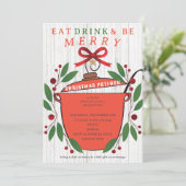 Rustic Eet, Drink en Wees Vrolijk Kerst Potluck Kaart (Staand voorkant)