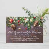 Rustic Eet Drink & wees vrolijk Kerstfeest Vakanti Kaart (Staand voorkant)