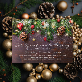 Rustic Eet Drink & wees vrolijk Kerstfeest Vakanti Kaart