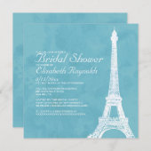 Rustic Eiffel Tower Bridal Shower-uitnodigingen Kaart (Voorkant / Achterkant)