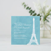 Rustic Eiffel Tower Bridal Shower-uitnodigingen Kaart (Staand voorkant)