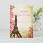 Rustic Eiffel Tower Paris Frans Vrijgezellenfeest Kaart (Staand voorkant)