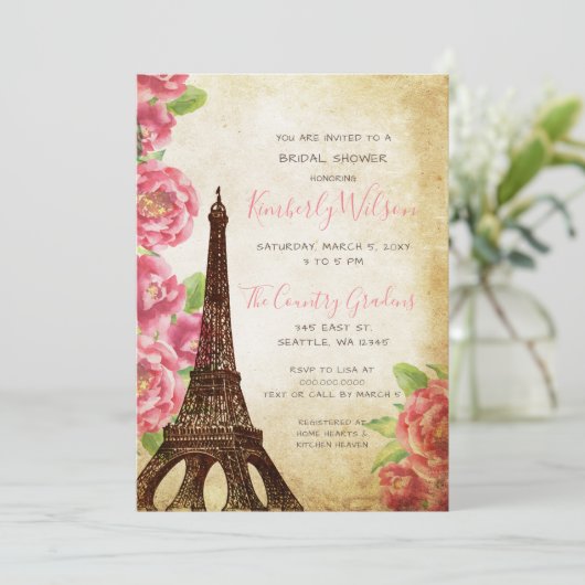 Rustic Eiffel Tower Paris Frans Vrijgezellenfeest Kaart (Staand voorkant)