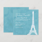 Rustic Eiffel Tower Wedding Invitations Kaart (Voorkant / Achterkant)