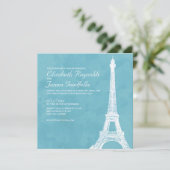 Rustic Eiffel Tower Wedding Invitations Kaart (Staand voorkant)