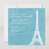 Rustic Eiffel Tower Wedding Invitations Kaart (Voorkant)