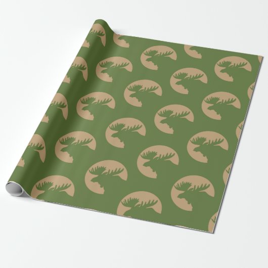 Rustic Eland Patroon Cadeaupapier (Uitgerold)