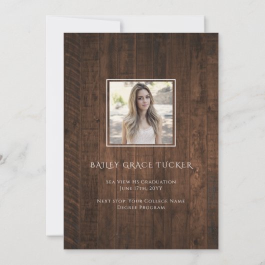 Rustic Elegance 4-Photo Collage Afstuderen Announc Aankondiging (Achterkant)