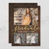Rustic Elegance 4-Photo Collage Afstuderen Announc Aankondiging (Voorkant / Achterkant)