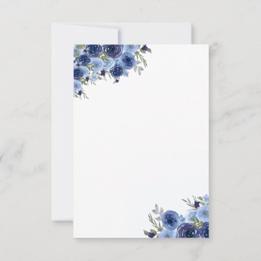 Rustic Elegance – Boho Navy Flower Design RSVP (Achterkant)