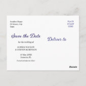 Rustic Elegance – Boho Navy Flower Wedding Briefkaart (Achterkant)