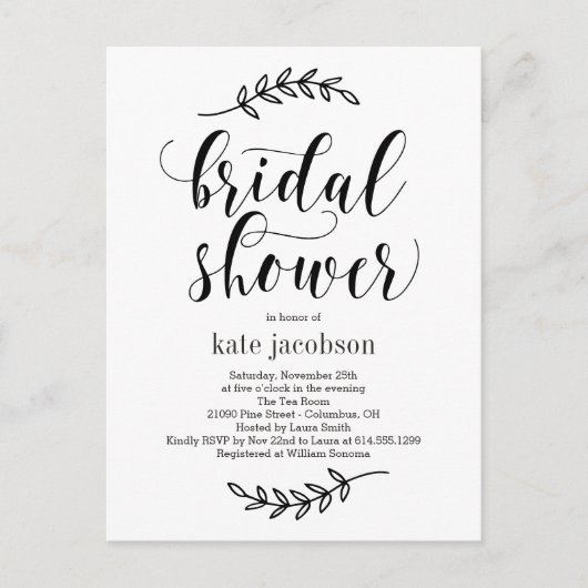 Rustic Elegance Bridal Shower Invitation Briefkaart (Voorkant)