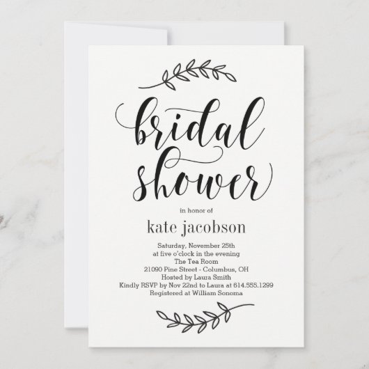 Rustic Elegance Bridal Shower Uitnodiging (Voorkant)
