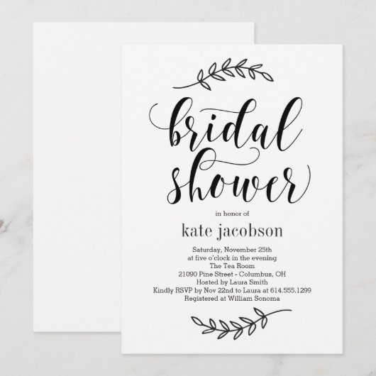 Rustic Elegance Bridal Shower Uitnodiging (Voorkant / Achterkant)