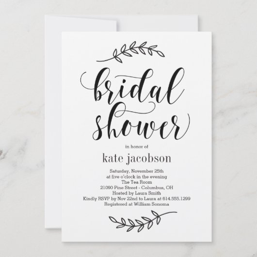 Rustic Elegance Bridal Shower Uitnodiging (Voorkant)