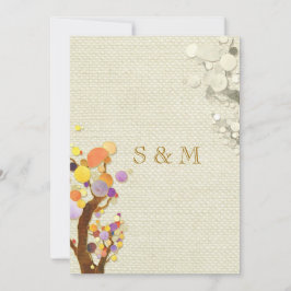 Rustic Elegance Burlap Trees Wedding Kaart