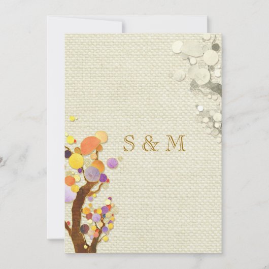 Rustic Elegance Burlap Trees Wedding Kaart (Voorkant)