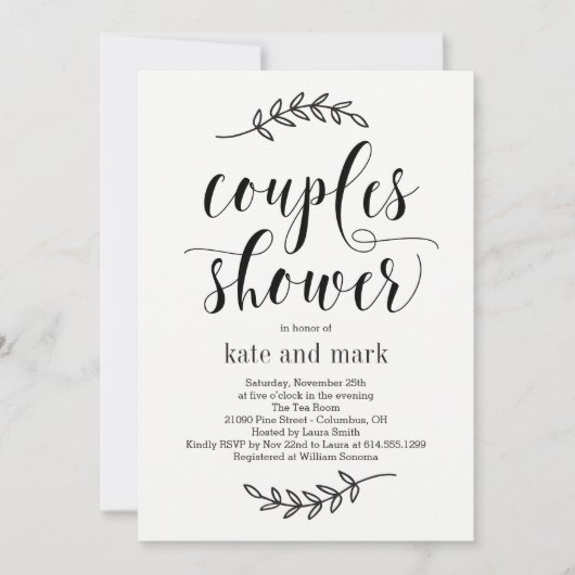 Rustic Elegance Couples Shower Uitnodiging (Voorkant)