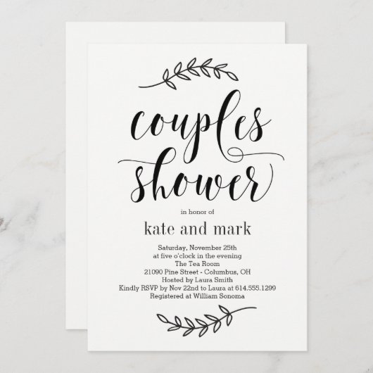 Rustic Elegance Couples Shower Uitnodiging (Voorkant / Achterkant)
