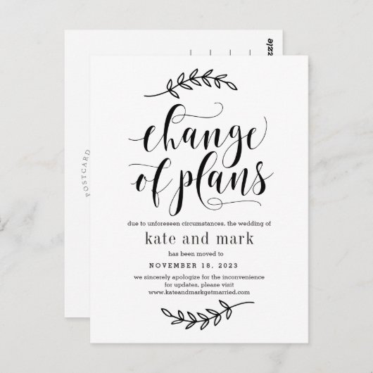 Rustic Elegance EDITABLE KLEUR bruiloft update Briefkaart (Voorkant / Achterkant)
