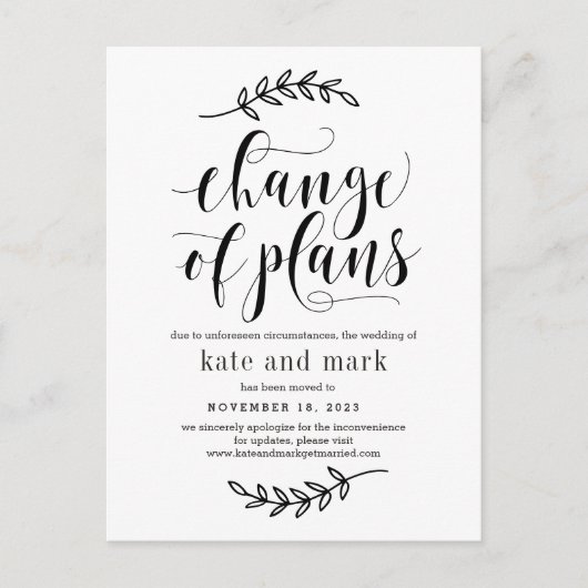 Rustic Elegance EDITABLE KLEUR bruiloft update Briefkaart (Voorkant)